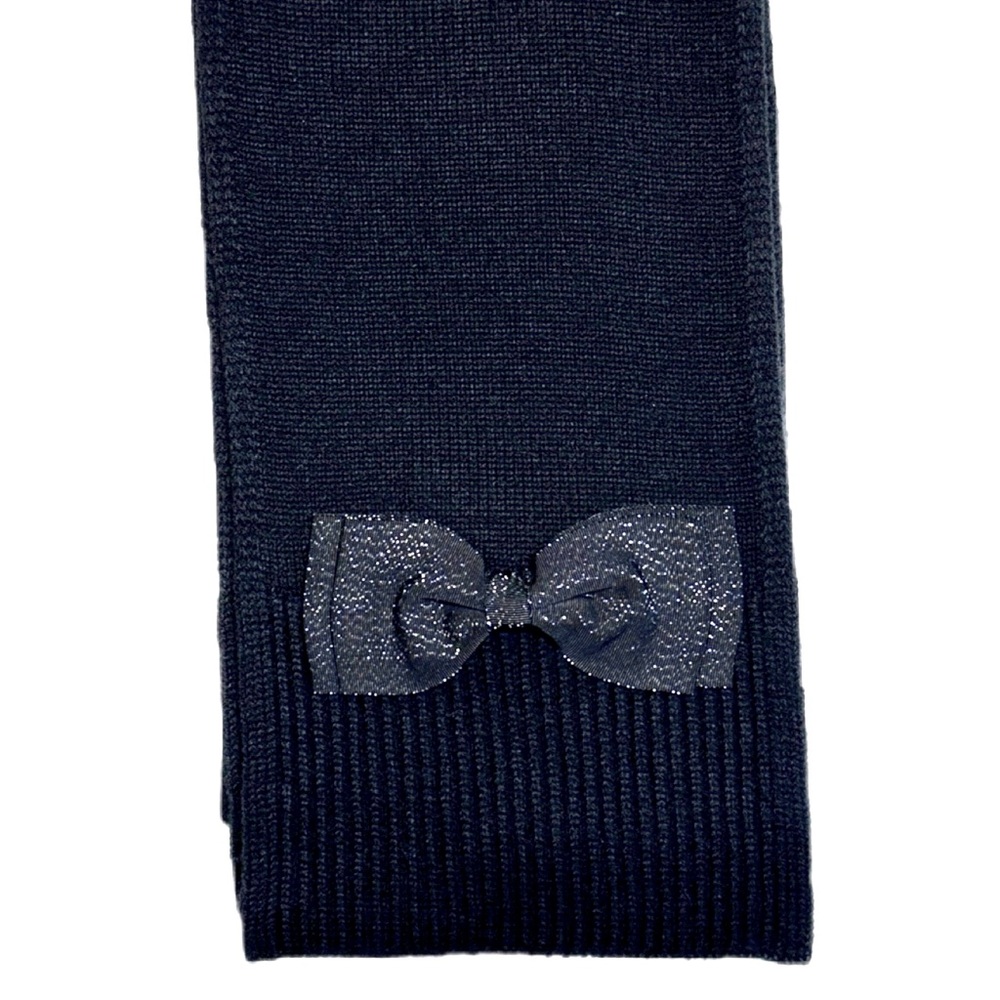 Kate Spade Black Scarf with Double Grosgrain Black & Silver Shine Bow- NWT